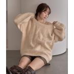 ショッピングケーブル ニット セーター cable design knit pullover / ケーブルデザインニットプルオーバー レディース