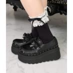 ショッピングスタッズ ローファー リボンスタッズ厚底シューズ レディース