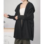 コート アウター 「裏フリース/裏起毛」フード付き ボタンレス ドルマンジャケット レディース