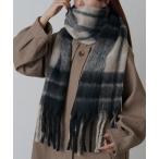 マフラー ストール チェックフェイクウールマフラー レディース