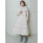 ダウンコート ダウンジャケット フードリボンロングダウンコート レディース