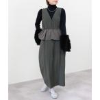 ショッピングミリタリー ワンピース 異素材ペプラムミリタリーライクワンピース