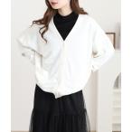 カーディガン 裏毛Vネックカーディガン長袖 レディース