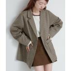 ジャケット テーラードジャケット SETUPチェックフリンジジャケット レディース