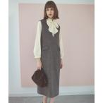 ジャンパースカート ホームスパンラメツイード_Vネックジャンパースカート