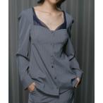 ブラウス シャツ STRIPE BUSTIER SHIRTS / ストライプ ビスチェ シャツ レディース