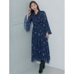 ワンピース フラワープリントボウタイワンピース