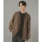 カーディガン ヴィンテージライク/ダメージニットカーディガン メンズ