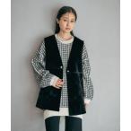 ショッピングノースリーブ ベスト ジレ リバーシブルボアフェイクレザーベスト　598317 レディース