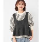 ショッピングボーダー ニット セーター コットンリップルボーダープルオーバー レディース