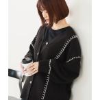 カーディガン 「C-FORT POINT/フォートポイント」ブランケットステッチ Vネックロングカーディガン レディース