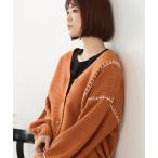 カーディガン 「C-FORT POINT/フォートポイント」ブランケットステッチ Vネックロングカーディガン レディース