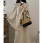 セットアップ フリンジニットポンチョプルオーバーセットアップ レディース