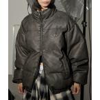 ダウンコート ダウンジャケット 「Snap club」ヴィンテージ加工ビッグスタンドダブルジップ中綿ジャケット レディース メンズ