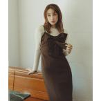 ジャンパースカート 2025秋冬新作 ニットセットリボンモチーフジャンスカ