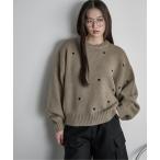 ショッピングハート ニット セーター ハート刺繍ニットプルオーバー レディース