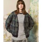 ショッピングモード カーディガン 「UNISEX」5G Plaid Pattern Shaggy Knit V-neck Cardigan/5Gチェックパターンシャギーニ