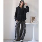 スウェットパンツ ジャージ 「セットアップ可能」ナンバーロゴラインスウェットカーゴパンツ レディース