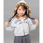 パーカー  ヒョウ柄ファー付フーデ