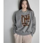 トレーナー スウェット フロッキープリント裏起毛スウェット レディース