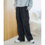 パンツ 3Dフラワー刺繍 コーデュロイイージーワイドパンツ レディース