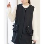 ベスト ジレ フリルポケットツイードジレ レディース