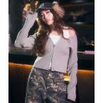 ニット セーター オフショルダーリブニットトップス レディース