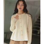 ショッピングゴールド カーディガン 「26SS新作/2026 SPRING COLLECTION/手洗い可」ゴールド釦ペプラムニットカーディガン レディース