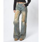 ショッピングダメージ ジーンズ デニム デニムパンツ ダメージL/Wフレアデニムパンツ レディース