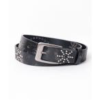 ショッピングスタッズ ベルト 「RES」35mm型押し　レザースタッズベルト レディース