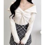 ニット セーター フロントツイストオフショルニット レディース