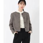 ショッピングラメ ジャケット ノーカラージャケット ホームスパンラメツイード_コンパクトツイードジャケット レディース