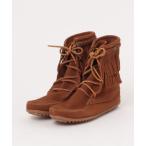 ショッピングミネトンカ ブーツ 「RES」「ミネトンカ MINNETONKA」 ダブルフリンジ トランパー ブーツ レディース