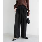 スラックス パンツ ウール混タックワイドパンツ レディース