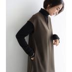 ワンピース ウール混Vネックロングワンピース