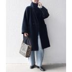 コート アウター SHIPS any: PURE WOOL スタンド ＆ ビッグカラー コート レディース