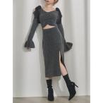 ショッピングリボン ワンピース リボンショルダーロングニットワンピース