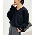 ニット セーター 「華やかな印象に」ヘアリーヤーン深Vネックニット レディース