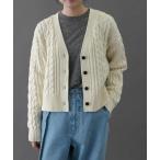 ショッピングケーブル カーディガン FORK＆SPOON　ケーブルVネックカーディガン レディース