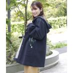 ショッピングガーデン コート アウター 裏起毛裏毛ビドゥンガーデン刺繍フーディミドルコート レディース