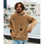 ショッピングパッチワーク パーカー STUD MUFFIN/スタッドマフィン/コーラルフリースボア マルチパッチワークプルパーカー メンズ レディース