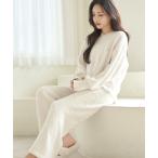 パジャマ ルームウェア 「P.snow」Vネックトップス＆ロングパンツ レディース