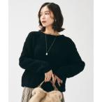 ニット セーター 「ツイード調/コンパクト丈」ブークレーボートネックニット レディース