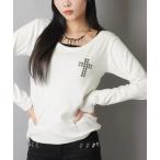 ショッピングスタッズ tシャツ 起毛テレコ長袖カットソー/スタッズクロス レディース
