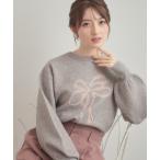 ショッピングリボン ニット セーター リボンジャガードニットトップス レディース