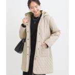 コート アウター 「フード取り外し可」自然にくびれる あったかダイヤ柄キルトコート レディース