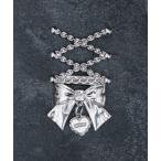 ヘアクリップ レースアップリボンシルバークリップ