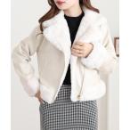 レザージャケット ライダース Ree＆Mee 裏地付き ウェード ポンチ もこもこ ファー ライダース ジャケット レディース