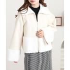 ショッピングもこもこ ブルゾン アウター Ree＆Mee フェイク ムートン もこもこ ファー ステンカラー ショート コート ブルゾン レディース