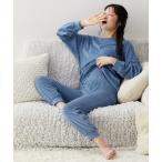 ショッピング腹巻 パジャマ ルームウェア ベロアニット腹巻付きルームウェア上下セット レディース